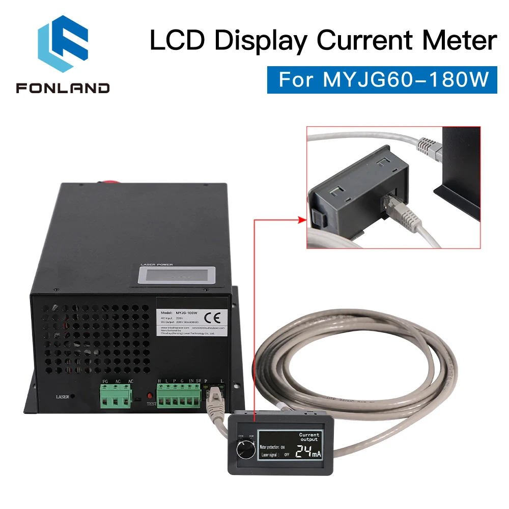 FONLAND LCD Display CO2 Current Meter External Screen for MYJG HY Series 100W &150W CO2 Laser Power Supply