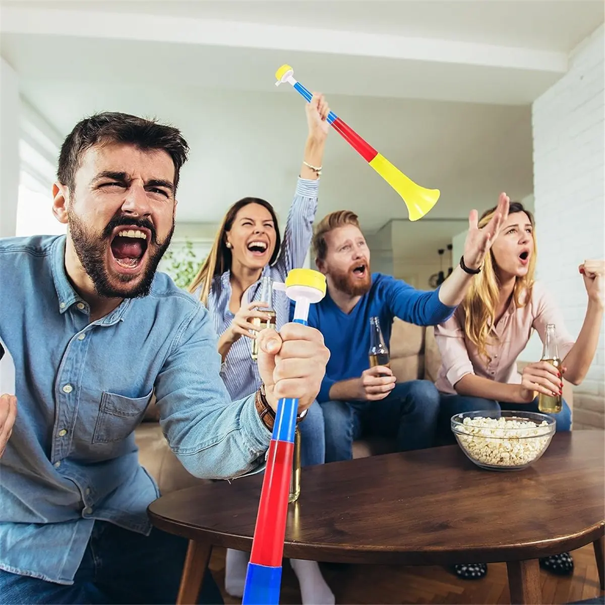 T34C 6PCS Stadium Horn 23Inch Plastic Trumpet Horn Blow Horn for Sporting Events Football (Random Color)