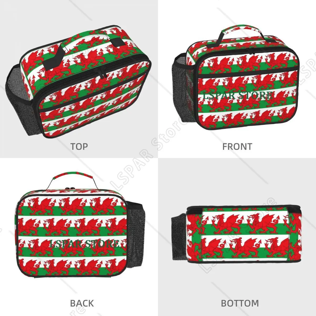 Flag Of Wales Welsh Dragon Insulated Lunch Bag for Women Kids Portable Food Boxes Thermal Lunch Box Tote