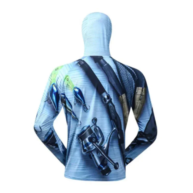 Camisa de pesca con protección solar de secado rápido, ropa de pesca más nueva para hombre, camisetas de pesca de manga larga, sudaderas con capucha con cremallera y máscara