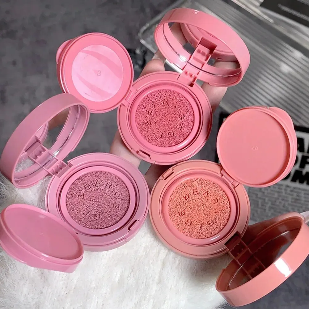 Cushion Blush Blendable Shade with Powder Puff Whitening without Sticking Long Lasting Gege Bear Makeup Blusher