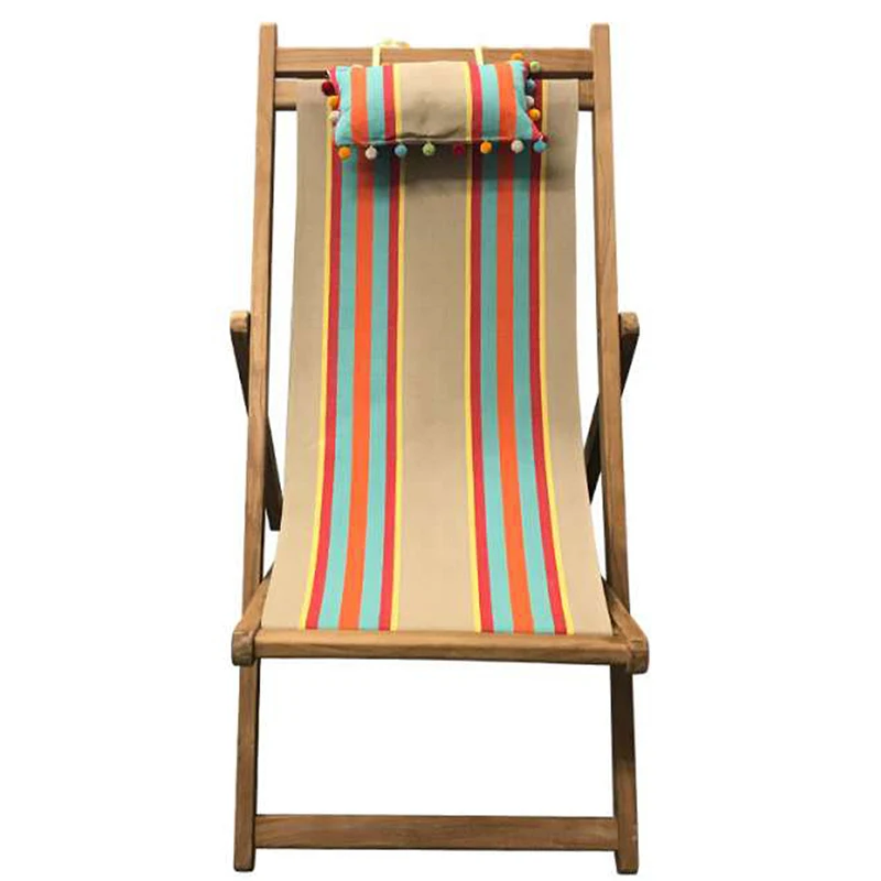 Home Balcony Beach Chair Fallow Fold Solid Wood Terylene Beach Chair Recliner Outdoors Portable Furniture Sillas De Comedor FYBC