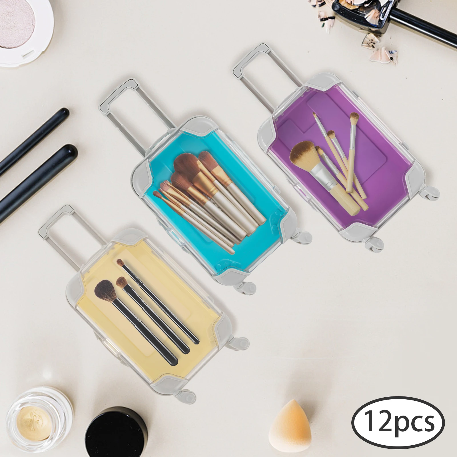12pcs Mini Suitcase, Simulation Trolley Case, Mini Rolling Luggage for Travel Birthday Parties Beach Parties 5 Colors
