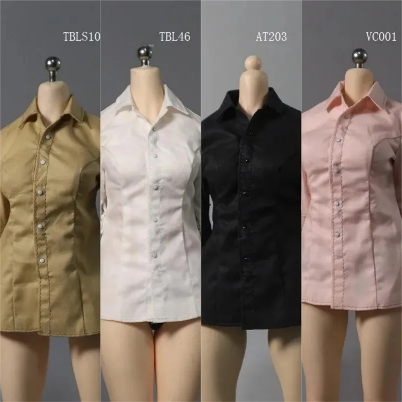 

1/6 Scale Solid Color Shirt Dress with Buttons Handmade Female Clothes Model for 12'' Toy Figures Body Doll Accessory