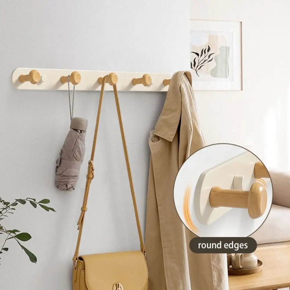 

Stable Wall Mounted Coat Rack Traceless Strong Load-bearing Capacity Row Hook No Punching ABS Sundries Storage Rack Kitchen