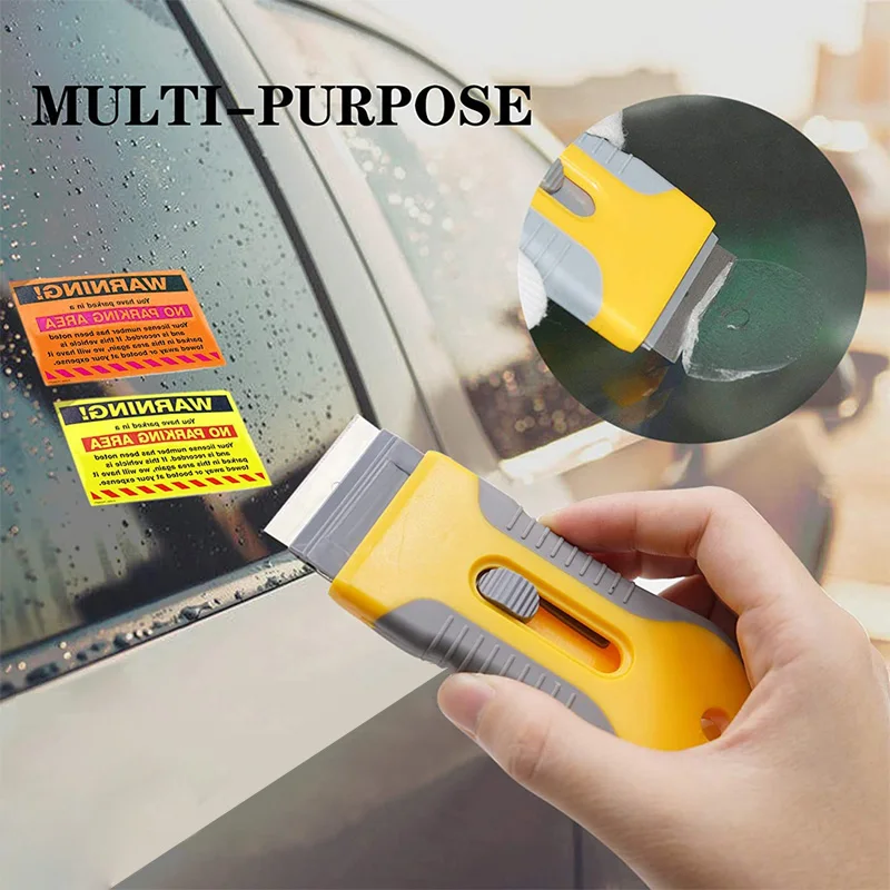 Razor Blade Scraper Plastic Retractable Glass Scraper Windshield Sticker Labels Remover For Cooktop Windows Metal Vinyl Car Glue