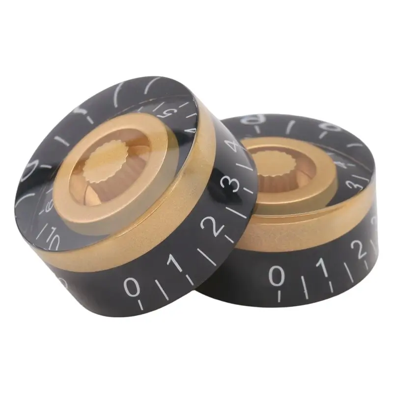 A33R-4Pcs Volume Tone Speed Control Knobs For Les Paul LP Style Bass Electric Guitar Parts, Transparent Golden