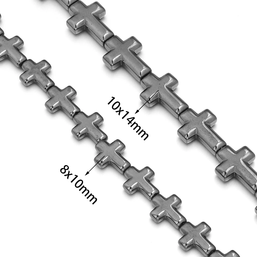 Natural Black Hematite Stone Beads 10/14mm Cross Shape Loose Spacer Beads For DIY Jewelry Making Bracelets Necklace Accessories