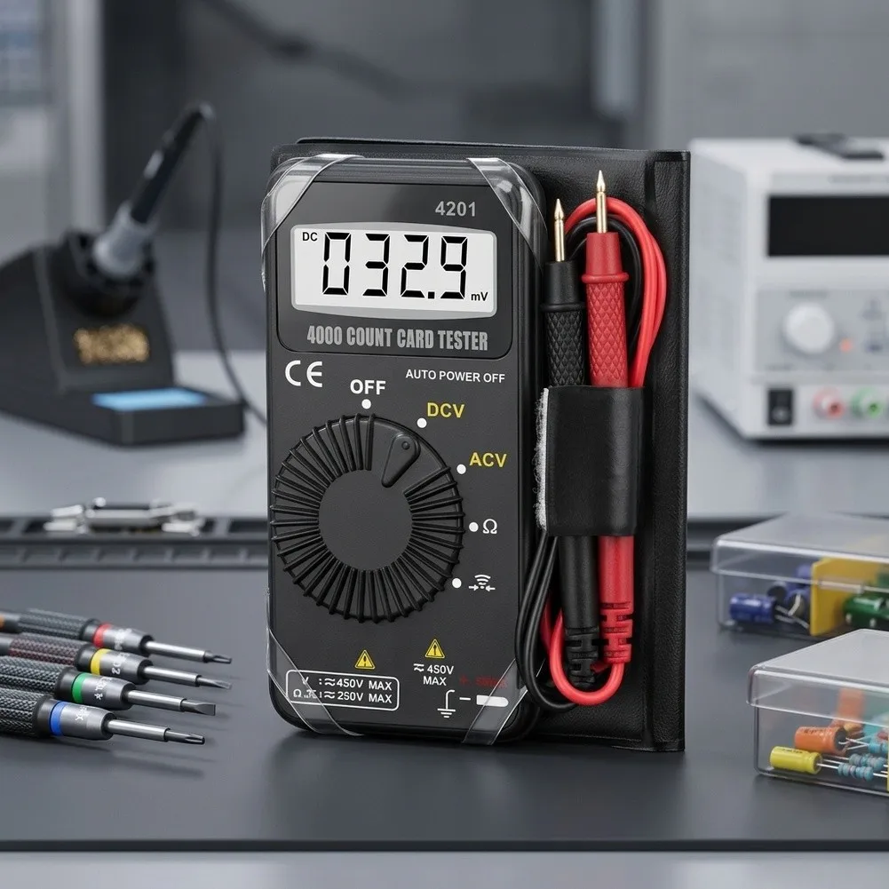 4201 Digital Multimeter AC DC Voltage Resistance Tester 4000 Counts Autorange With Buzzer For Electrician Electronic Measuring T