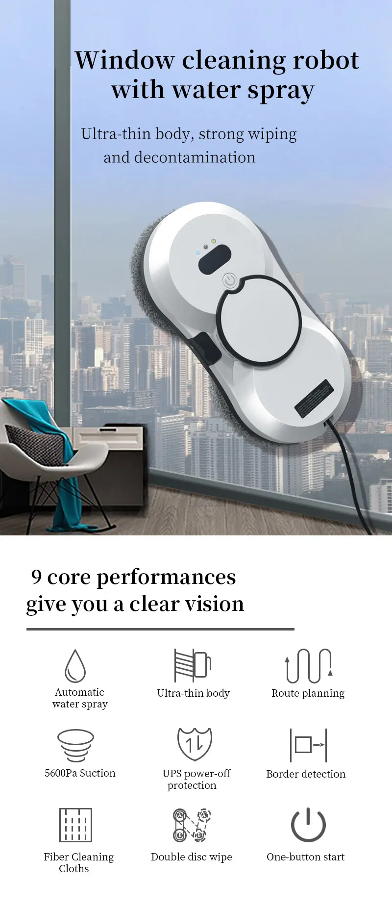 LIECTROUX  commercial Window Cleaning Robot Vacuum Cleaner Glass Cleaning Robot  HCR-10