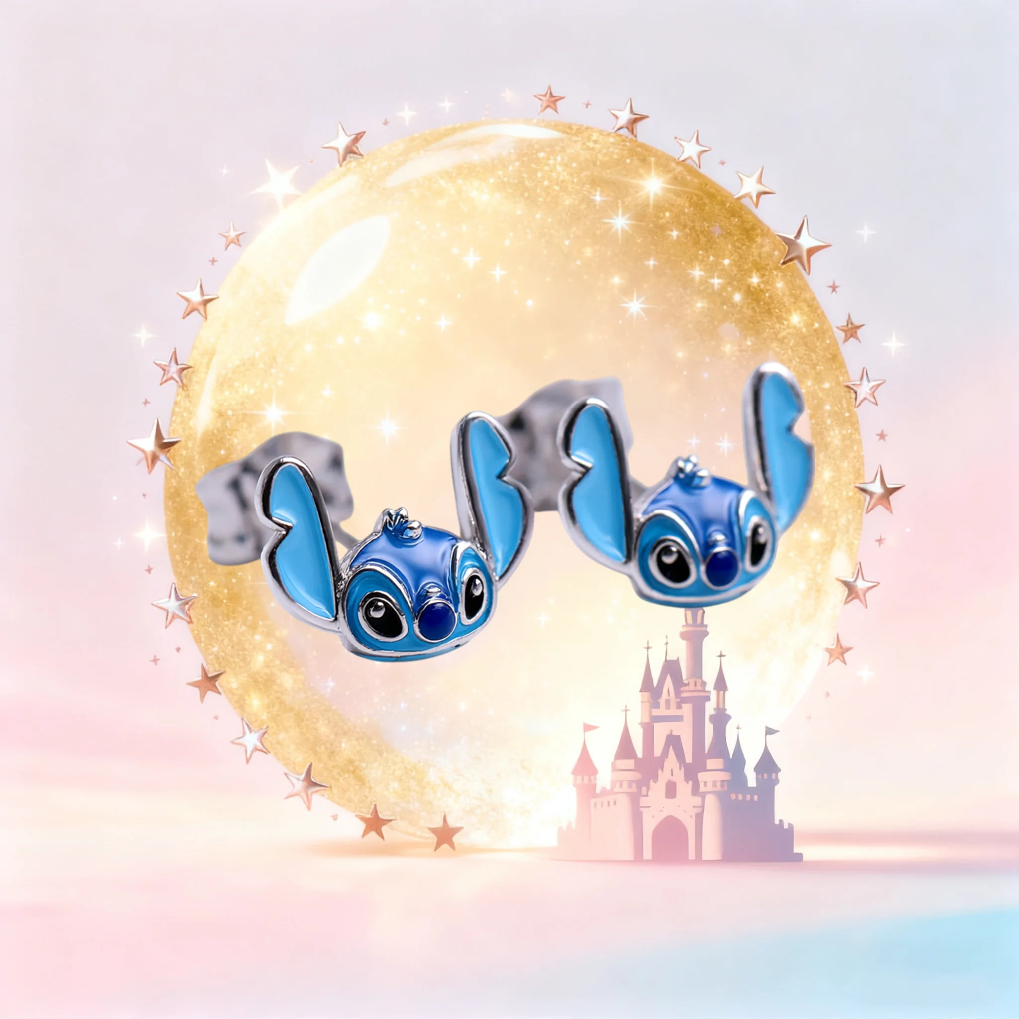 

Disney S925 Sterling Silver Stitch Enamel Stud Earrings Fashion Jewelry Gift for Women, Perfect for Daily & Casual Occasions