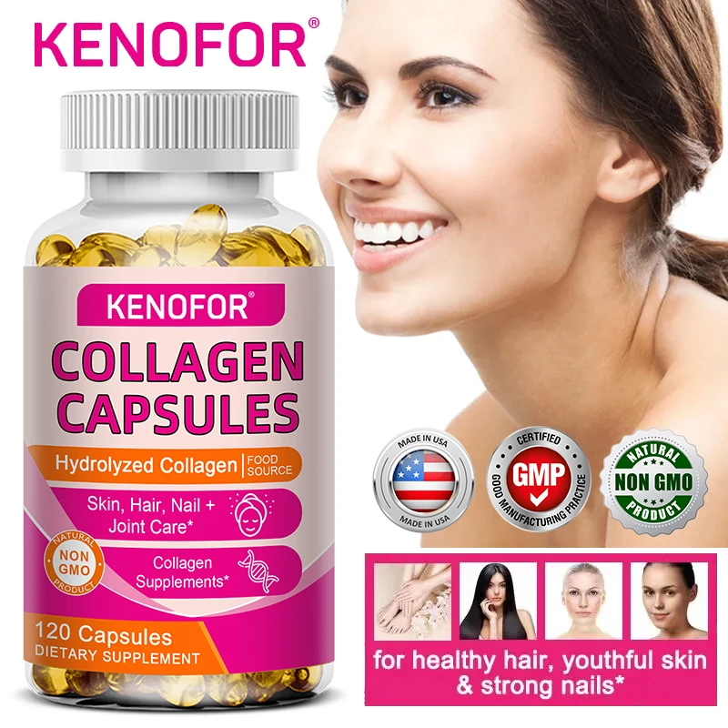 

Hydrolyzed Collagen Capsules Support Bone Growth, Collagen Production and Calcium Absorption, Enhancing Skin, Nail & Hair Health