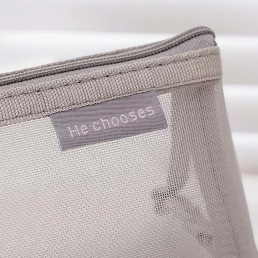 Nylon Mesh Pencil Case Triangle Large Capacity Transparent Bills Bag Cosmetic Bag Retro Color Zipper Stationery Bag Girls