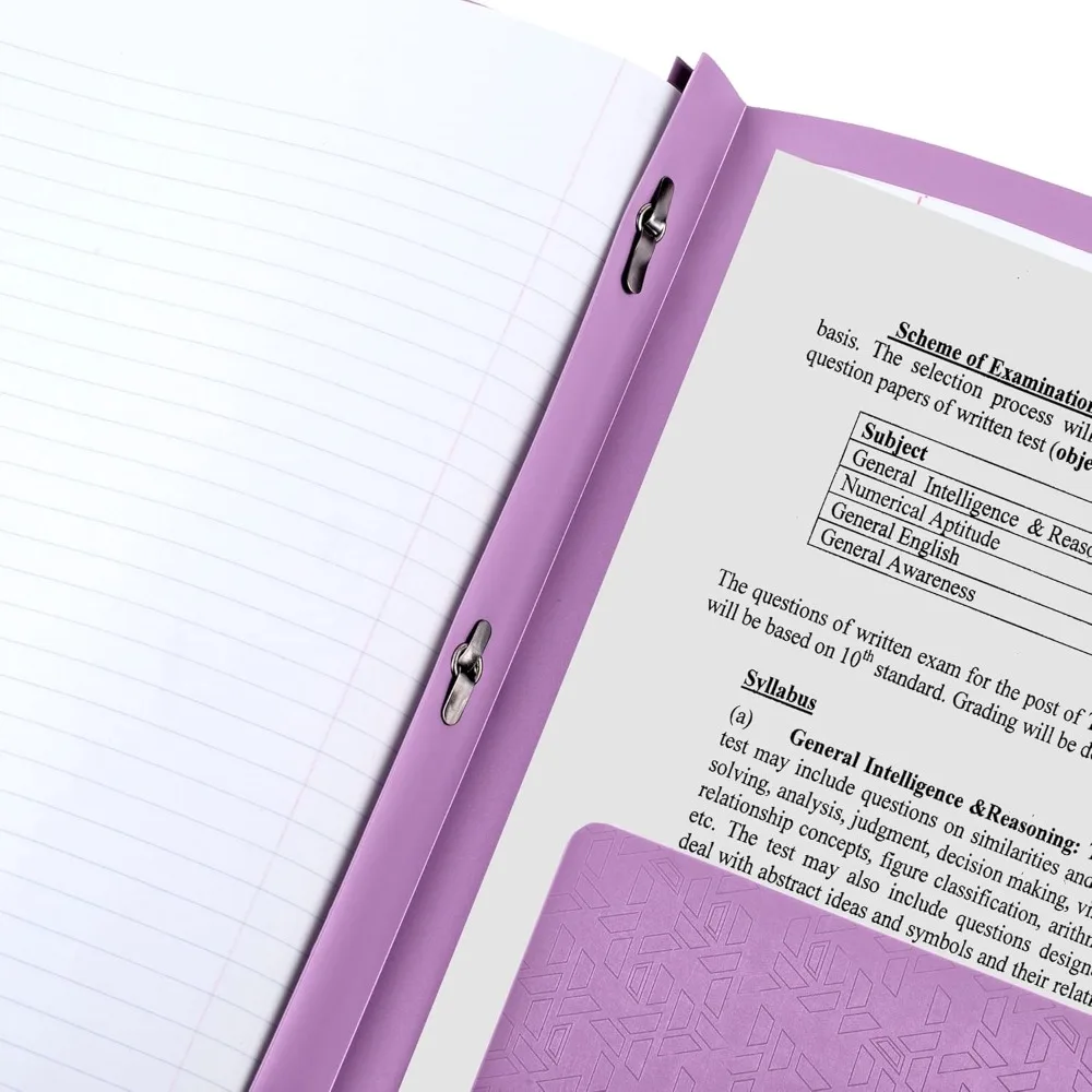 2 Pocket Folder Plastic Poly Presentation Report Cover with Secure Stay Put Tabs and Prong Fasteners for 8.5 x 11 Letter Size Paper School Office Supplies Organizer Binder Portfolio Document Holders in Amethyst Purple view 5