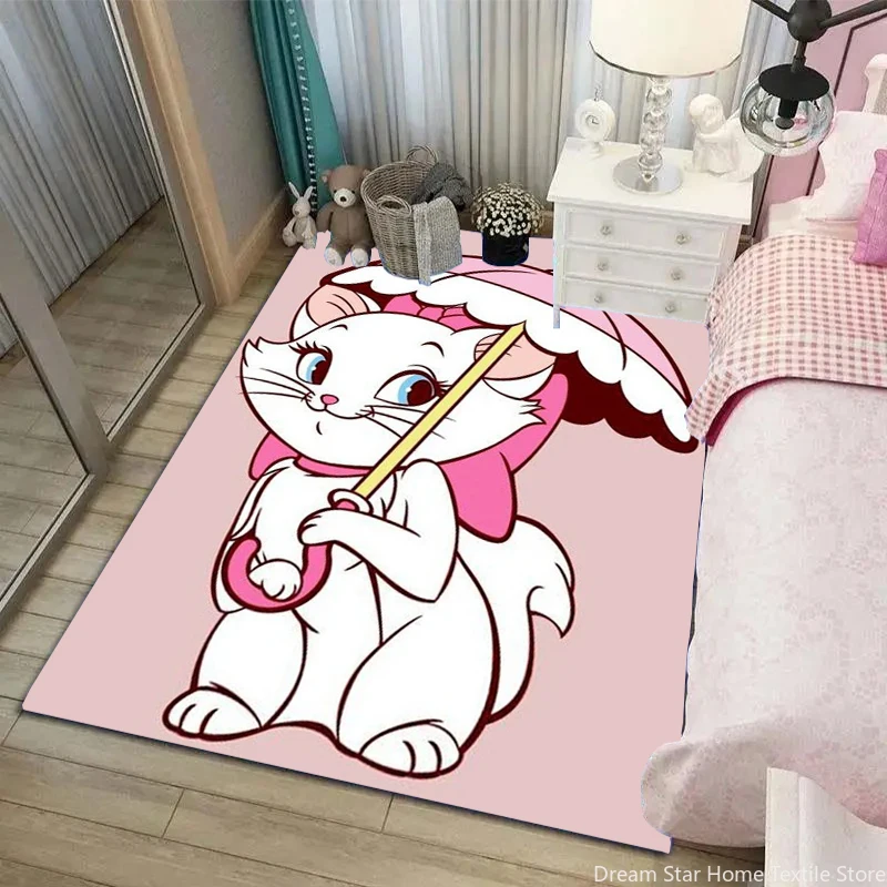 Disney Marie Cat Large Area Rug Carpets for Living Room Children\'s Bedroom Sofa Doormat Pink Floor Rugs Home Decor Anti Slip Mat