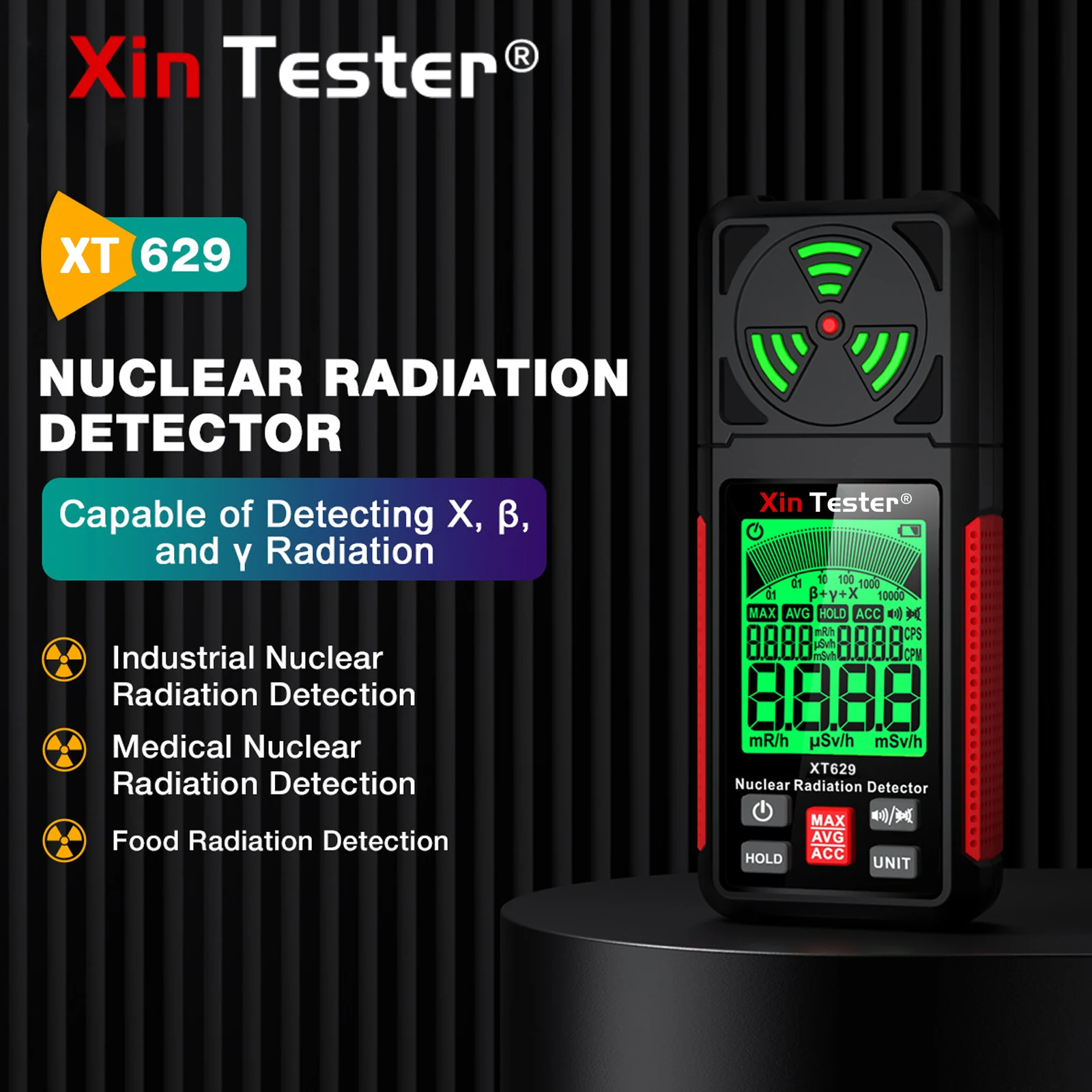 Imagem -02 - Xin Tester Xt629 Detector de Radiação Nuclear Contador Geiger Radioatividade Beta Gama de Raio x