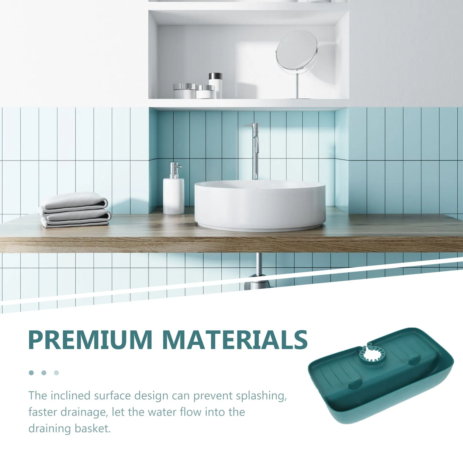 

Faucet Splashing-Proof Draining Rack with Storage Basket for Kitchen Sink Tpe Anti-Splashing Mat for Bathroom Hotel Faucet Guard