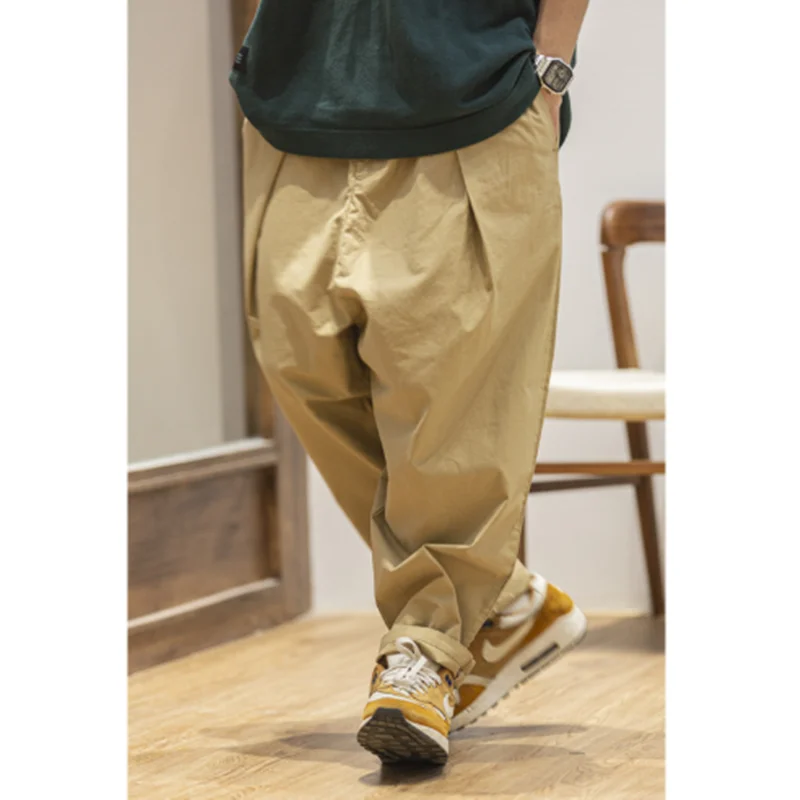 Japanese Retro Loose Overalls 9 Points Radish Profile Wide-leg Casual Lantern Harem Trousers Men's Outdoor Hiking Trekking Pants