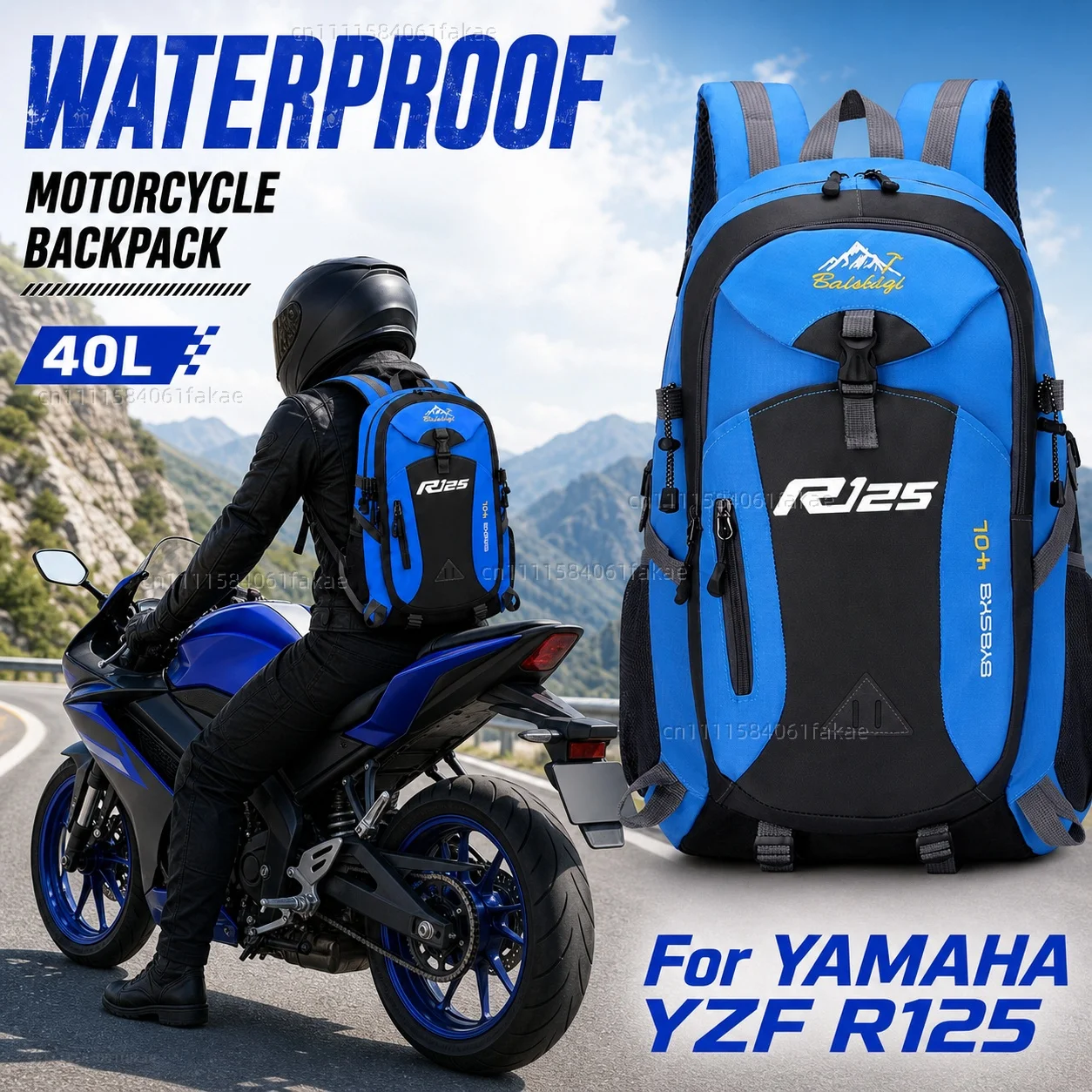 For YAMAHA YZF R125 YZFR125 YZF-R125 MT-125 2008- 2025 Motorcycle Backpack 40L Waterproof Travel Backpack Outdoor Hiking
