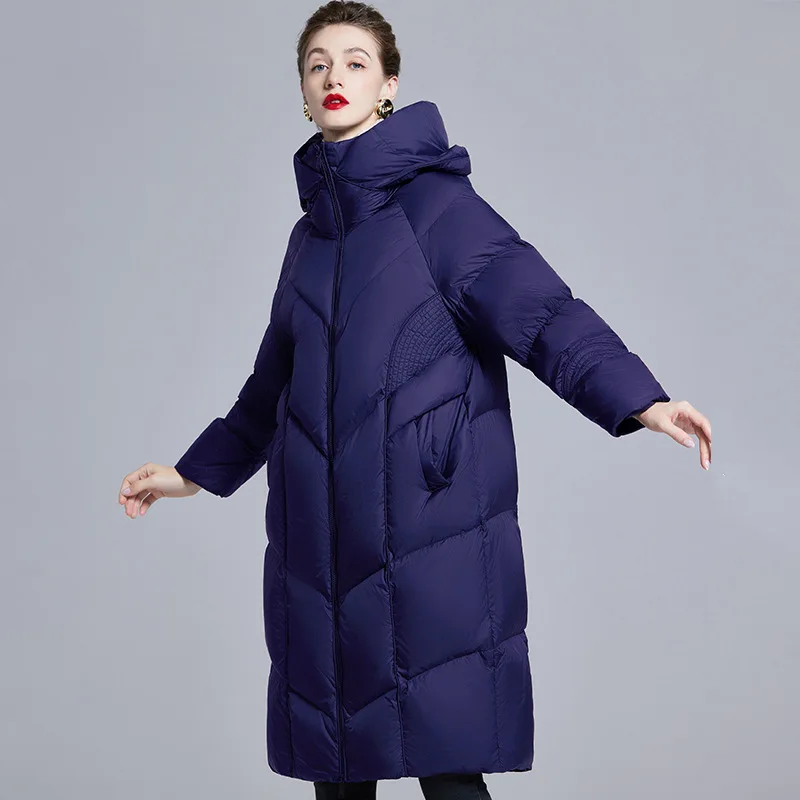 New Women's Winter Casual Fashion Thickened Long down Jacket Quilted Polyester Fiber Hooded Zipper Closure Comfortable