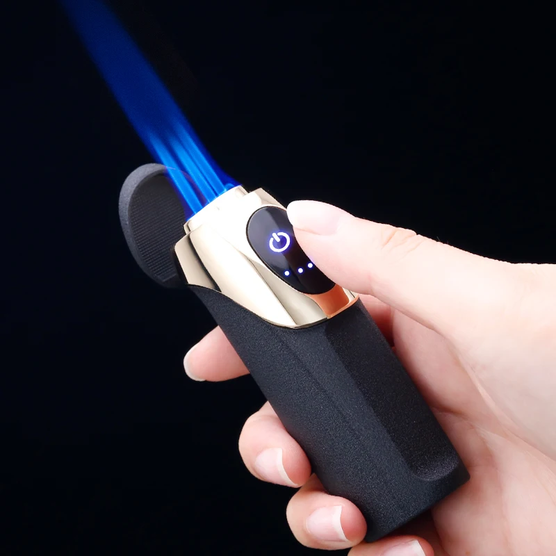 JOBON New Blue Flame Triple Lighter antivento Touch Sensor accensione LED Power Display accendino a Gas