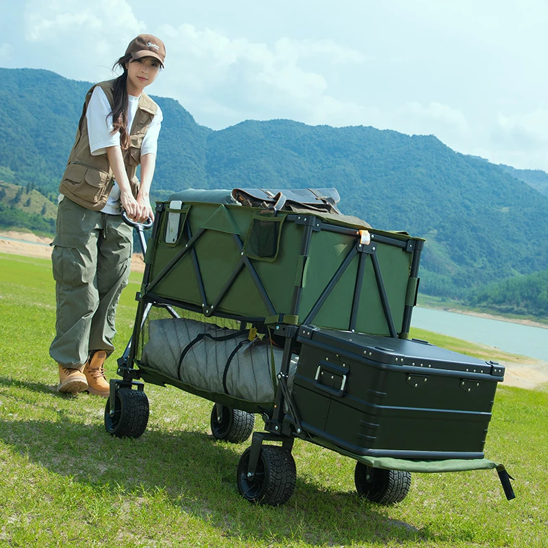 Super Tribe Versatile Folding Wagon Detachable Tabletop Outdoor Picnic Campsite Trailer OEM Supported for Shopping & Camping