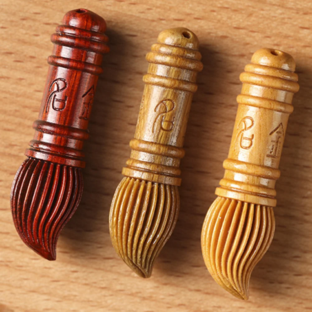 

Sandalwood Wood Charm Brush Pen Pendant Keychain Natural Luck Pendant Exam Blessing Wooden Desk Decor Gift Wood Craft