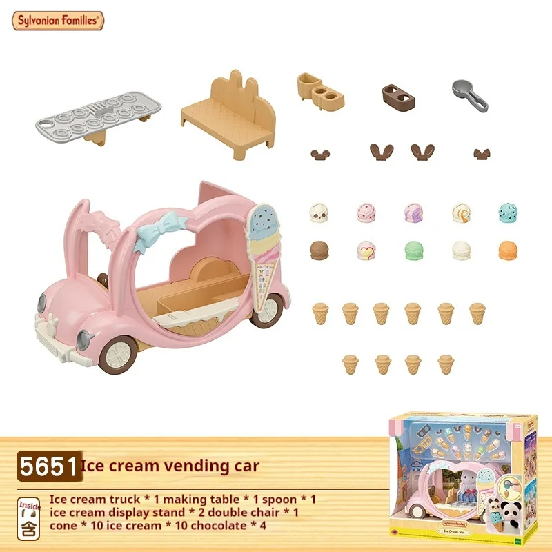 Original genuine product Sylvanian Families Anime Action Figures Ice cream vending truck Set Toys Kids Toy Birthday Gift Christm