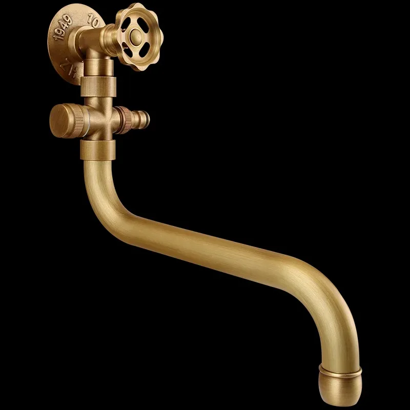 Antique outdoor balcony mop pool faucet single cooling all copper outdoor courtyard garden mop pool faucet lengthened