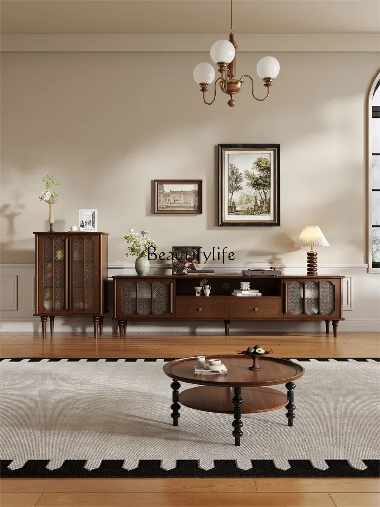 01Lخزانة تلفزيون من الخشب الصلب في العصور الوسطى خفيفة فاخرة ذات إحساس عالٍ وخزانة تلفزيون فرنسية قديمة #5