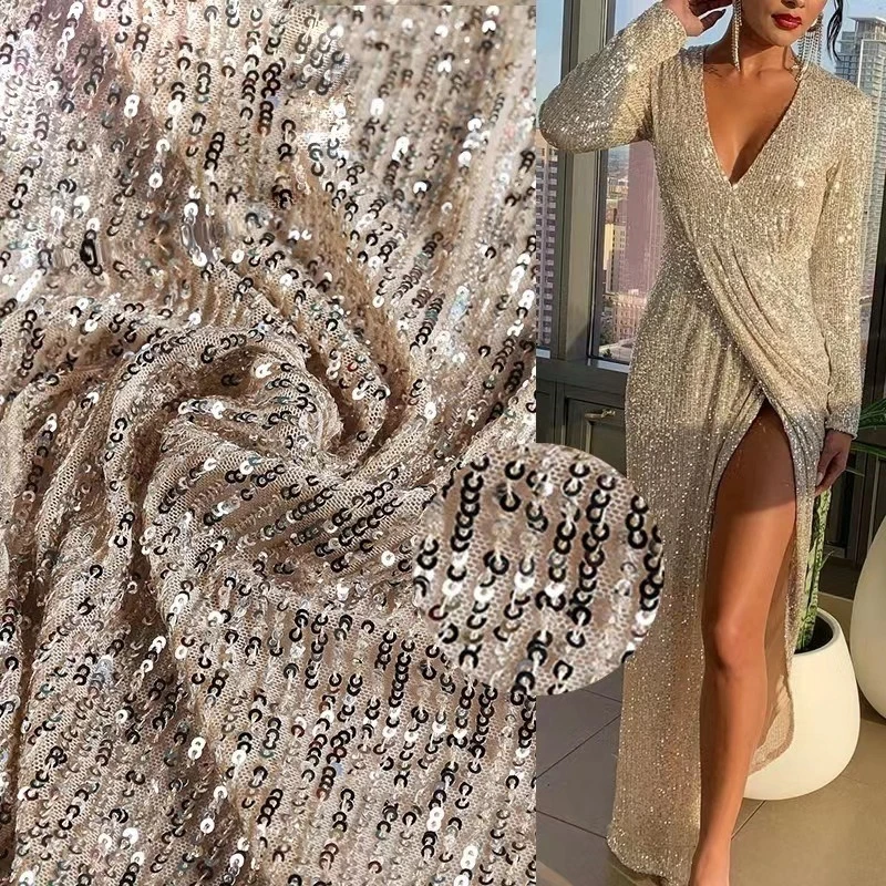 1 Yards 3mm Shining Sequin Fabric for Wedding Party Dress Long Formal Dress Sewing Accessories