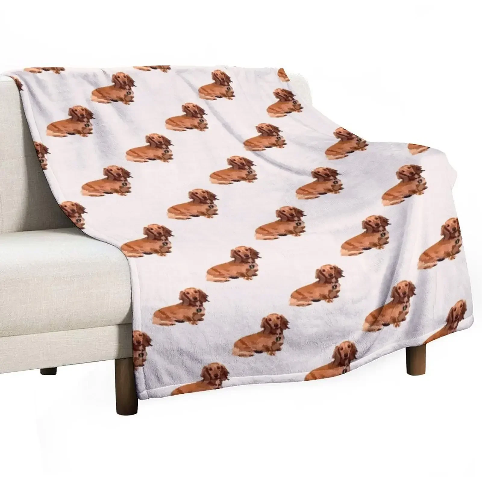 

Long haired dachshund Throw Blanket Plaid Giant Sofa manga Flannel Fabric Blankets