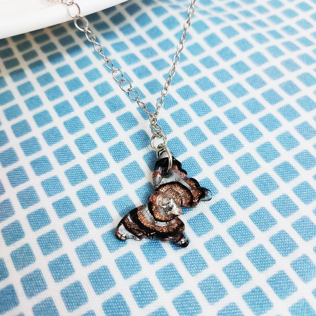 1PCS China Style Retro Butterfly Lampwork Muran Glass Necklace Earrings For Women Braided Rope Black  Jewelry Gift Cheap Item