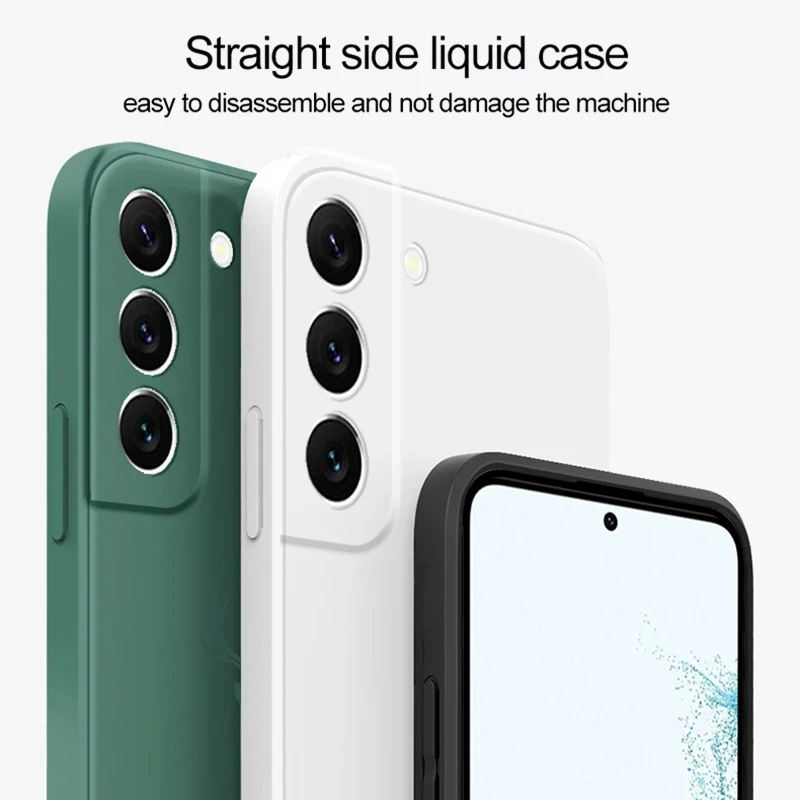 S22 الترا حافظة مربعة السائل سيليكون لينة غطاء لسامسونج غالاكسي S23U S22 الترا زائد S22ultra S22Plus 5G الهاتف الأصلي