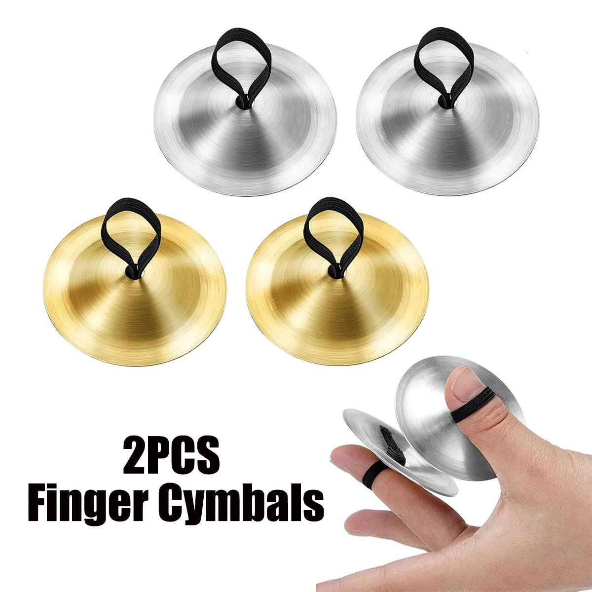 Mini platillos de dedo para danza del vientre, fáciles de usar con banda elástica, platillos de mano polacos resistentes al desgaste para fiestas, 2 uds.