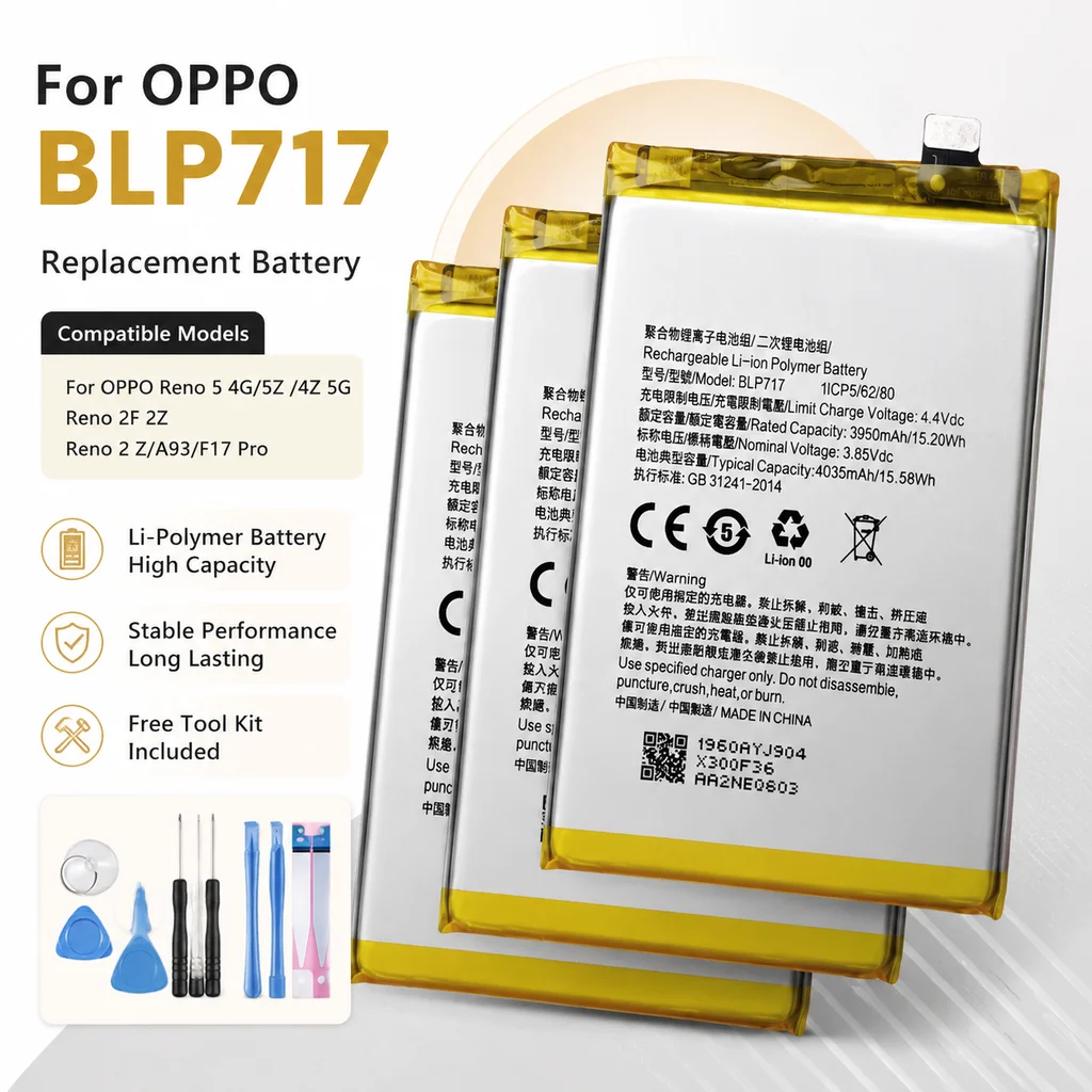 Premium Replacement Phone Battery BLP819 BLP779 BLP737 BLP735 BLP717 For OPPO Reno 5 5Z 4Z 4G 5G 2F 2Z Reno Z 2 A93 F17 Pro