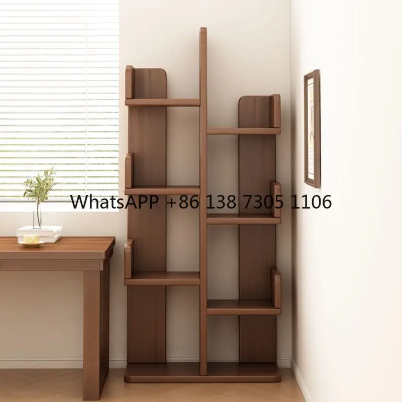 

Напольный книжный шкаф из массива дерева, простой, для дома, настенная подставка для цветов, креативный, в форме дерева, небольшой книжный стеллаж