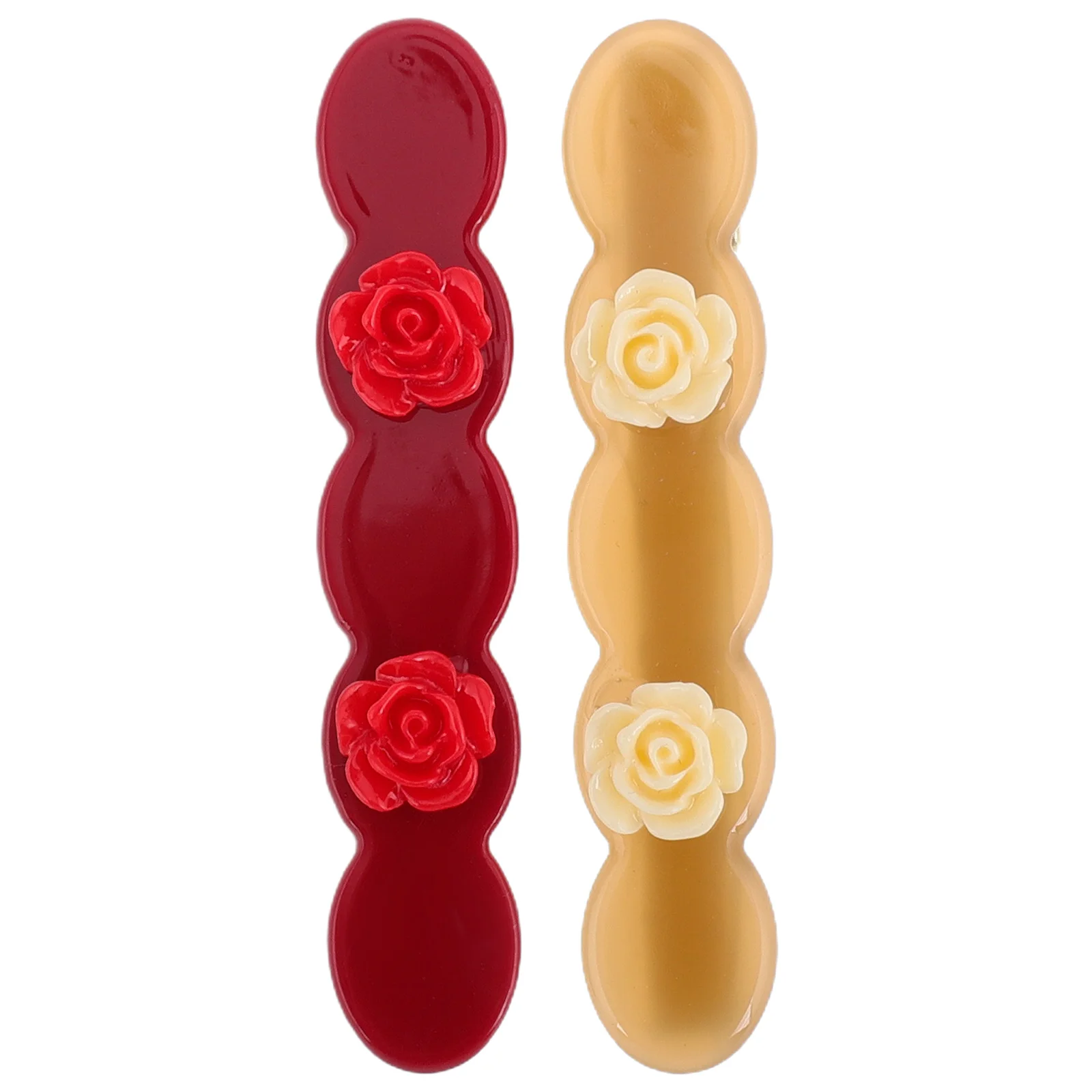 

2pcs Acetate Rose Flower Hair Clips Stylish Side Bangs Duckbill Clamps Strong Lightweight Multi Color Wedding Valentine Bridal