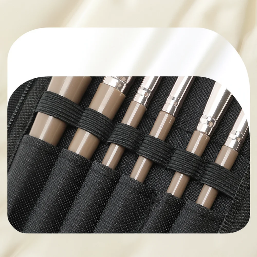 Black Grey Makeup Brush Organizer Foldable Cosmetic Pouch Vertical Storage Case For Professional Beauty Tools