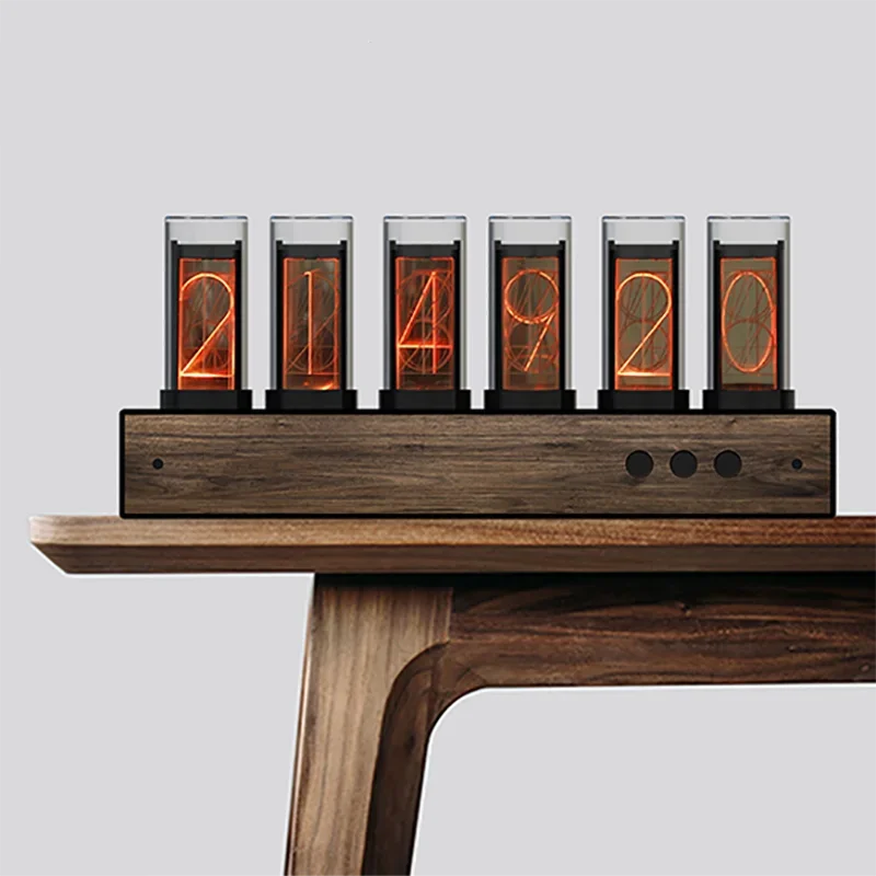 

Led Digital Nixie Glow Tube Clock Wood Table Nixie Tube Watch Vintage Luxury RGB Electronic Desktop Clocks Home and Decoration