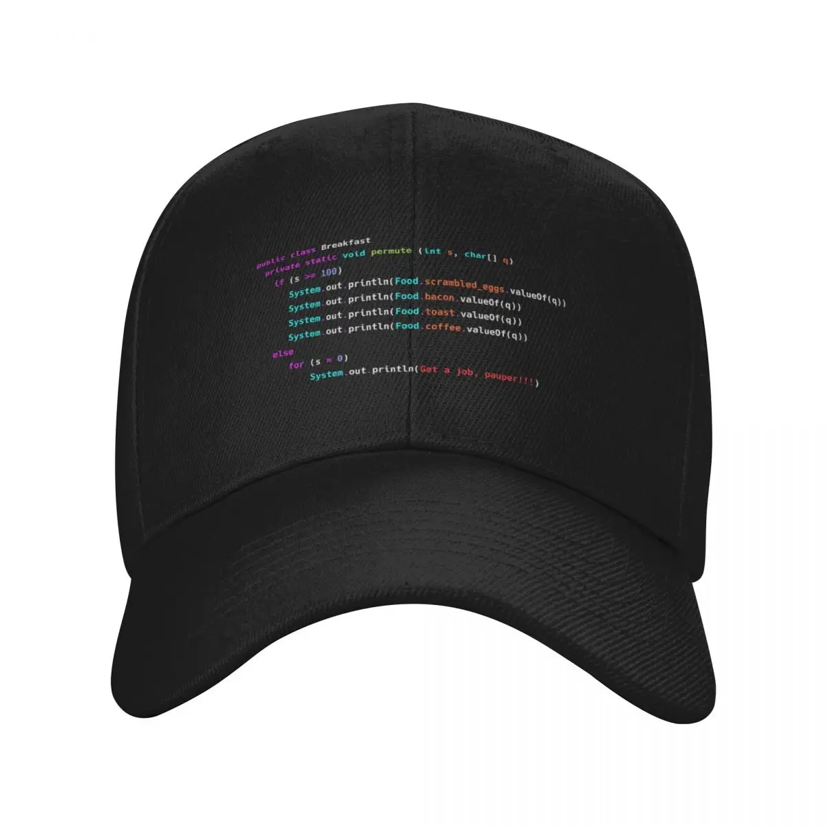 

Programmer breakfast. This is the joke Coding of Real Life Baseball Cap fishing hat derby hat foam party Hat For Man Women's