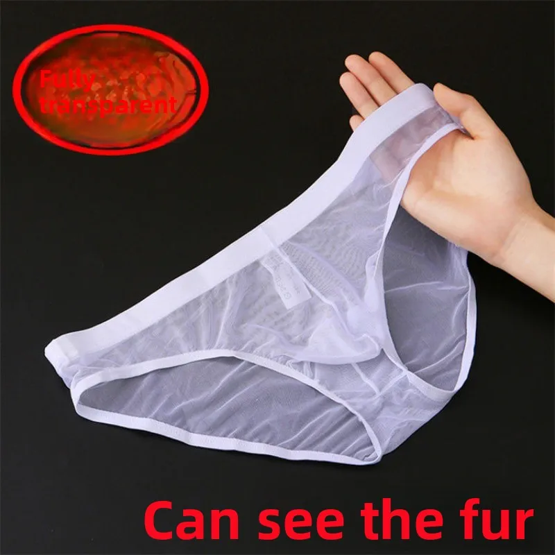 

Мужское прозрачное нижнее белье, ультратонкие сетчатые трусы с U-образной сумкой, прозрачное нижнее белье с низкой посадкой для мужчин, сексуальное мужское нижнее белье, летнее