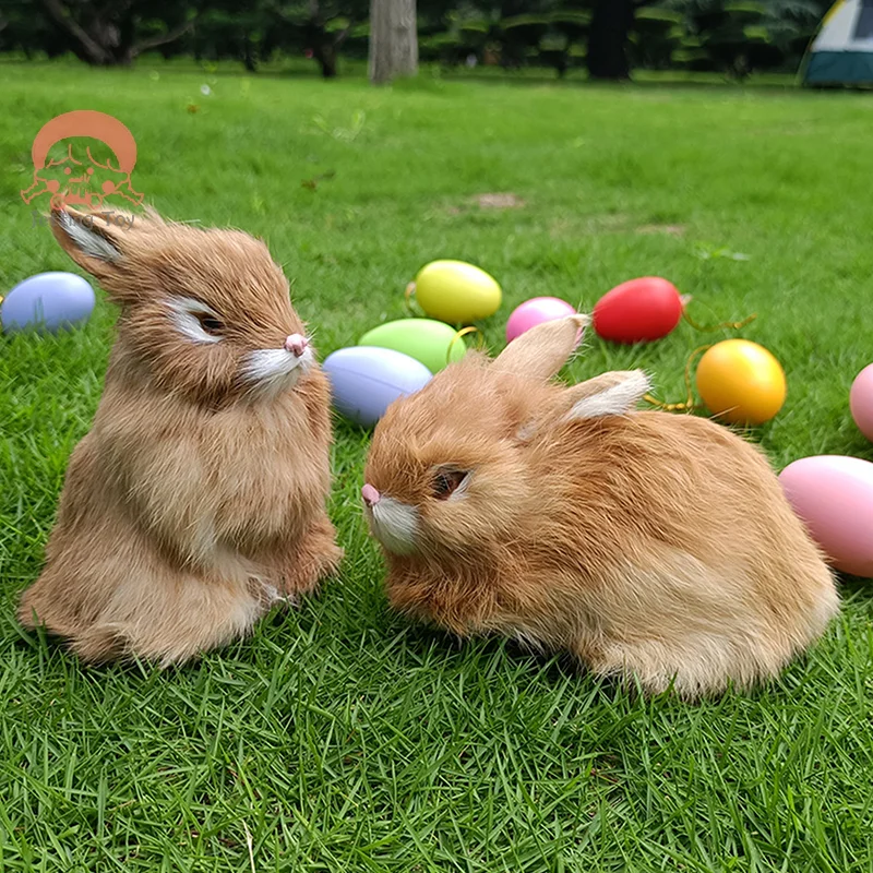 Cute Simulated Rabbit Animal Model Rabbit Household Home Furnishings Decorations Rabbit Fur Crafts Ornaments Gifts