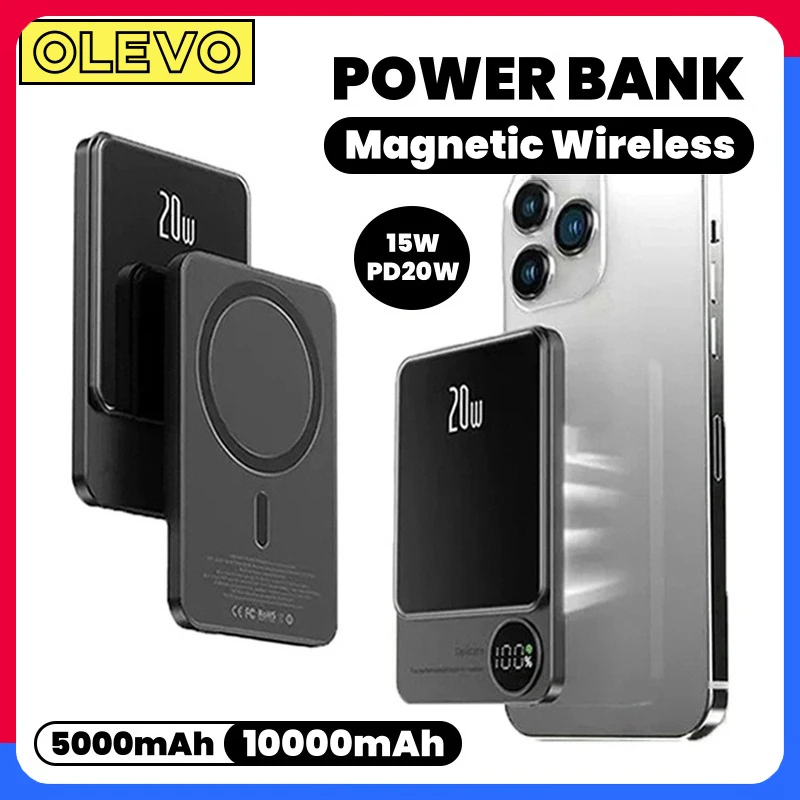 

10000mAh Alloy Magnetic Wireless Power Bank PD 20W Fast Charger For iPhone Xiaomi Samsung External Battery For Magsafe Powerbank
