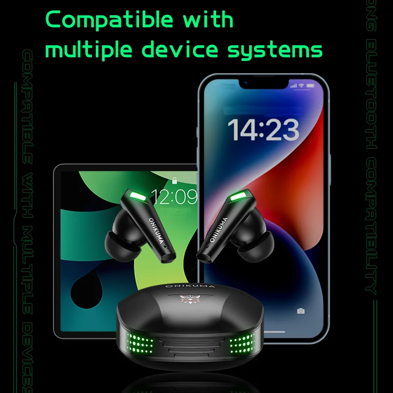 Onikuma T308 سماعات بلوتوث لاسلكية الكمون المنخفض سماعات أذن للألعاب صوت ستيريو عالي الدقة #6