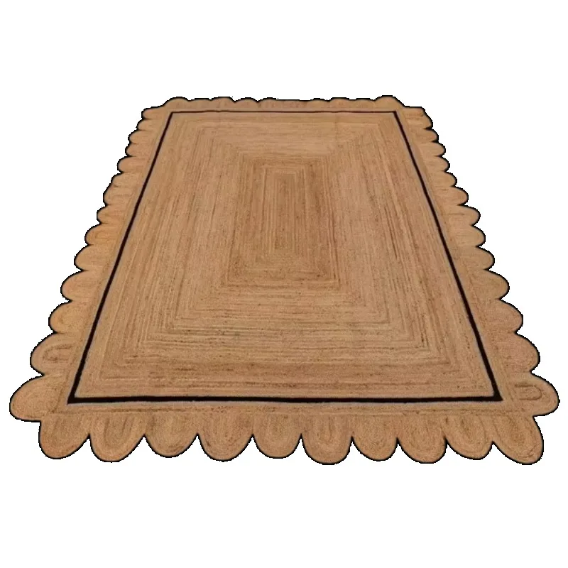 Scallop Jute Rug Natural Braided 100% Jute Carpet Home Décor Modern Area Rug