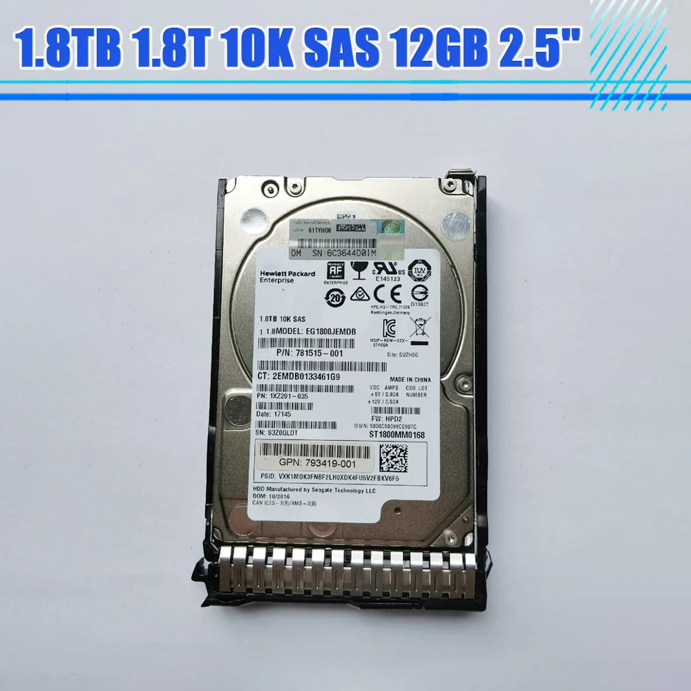 1.8TB 1.8T 10K SAS 12GB 2.5'' 791055-001 ST1800MM0168 Server Hard Drive For DELL HDD