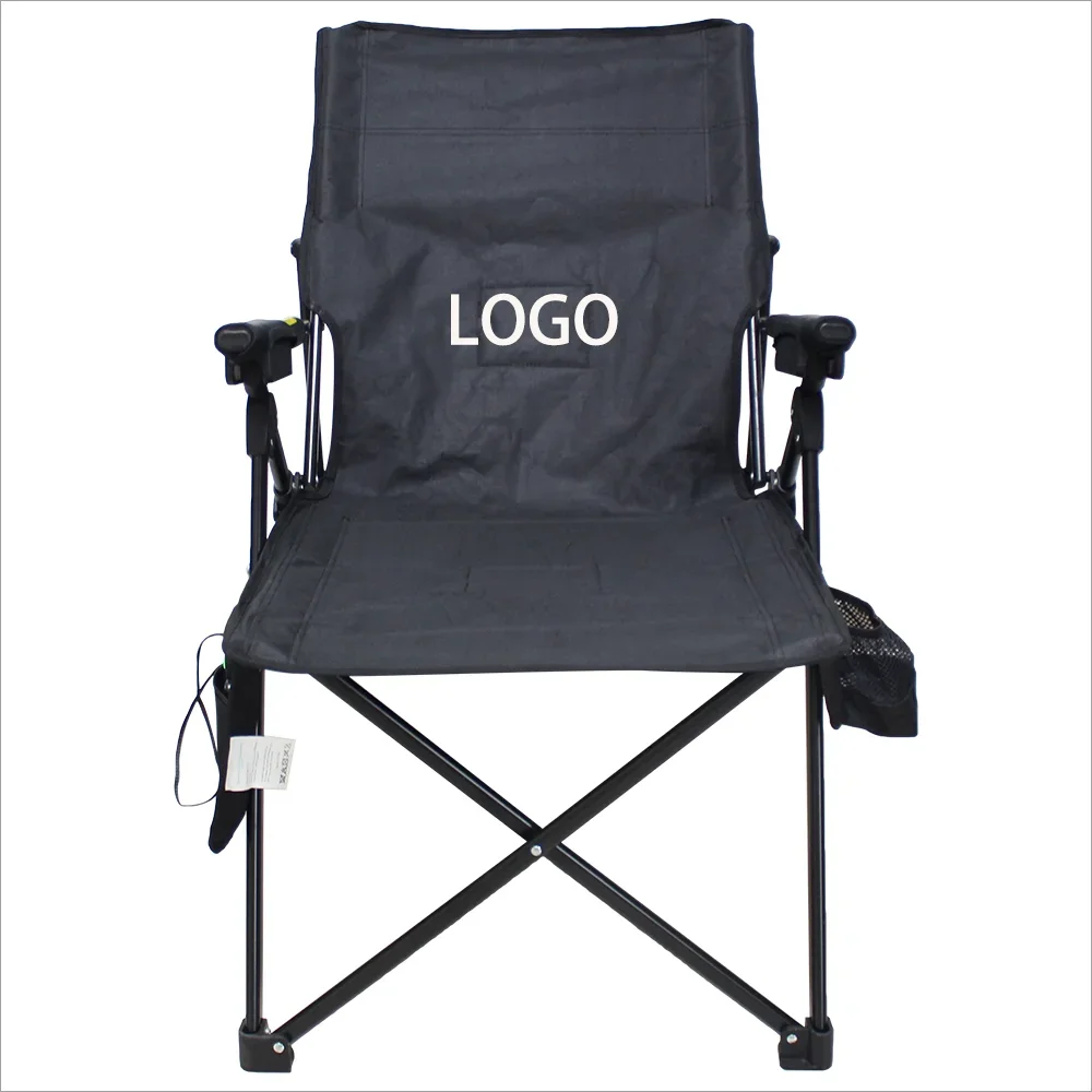 Outdoor High Back Portable Single Heated Camping Chair with Cooler Bag Stainless Steel