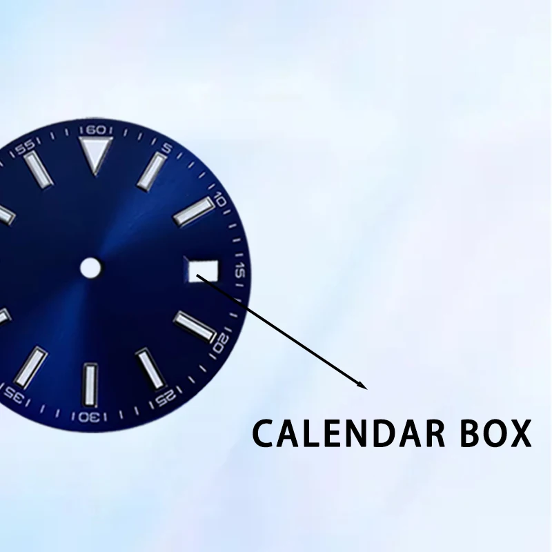 Cadran Shoous bleu à cadre de calendrier unique, adapté au mouvement NH35, NH36, diamètre de 30.8mm, pièces de montre personnalisées, cadran modifié