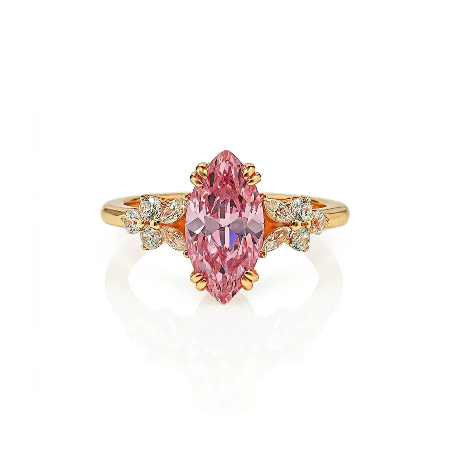 S925 Sterling Silber Ring Luxuriöser High-End Rosa Eisblumen Damen Hochkarätiger Diamant Offener Hochzeitsring – Detail 5